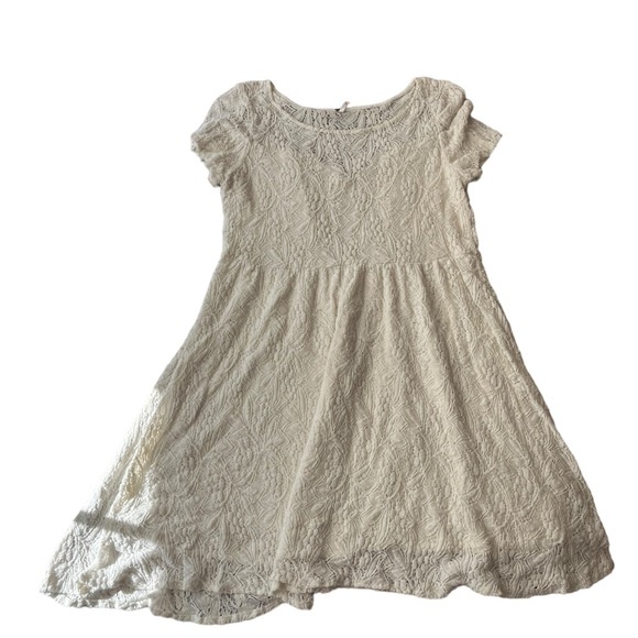 Free People Dresses & Skirts - Free People Women's sz M Ivory Lace Dress - Elegant Short Sleeve Boho Chic Style